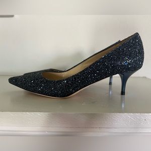 JIMMY CHOO ROMY 60 Pumps, Navy Coarse Glitter 100% Authentic.
